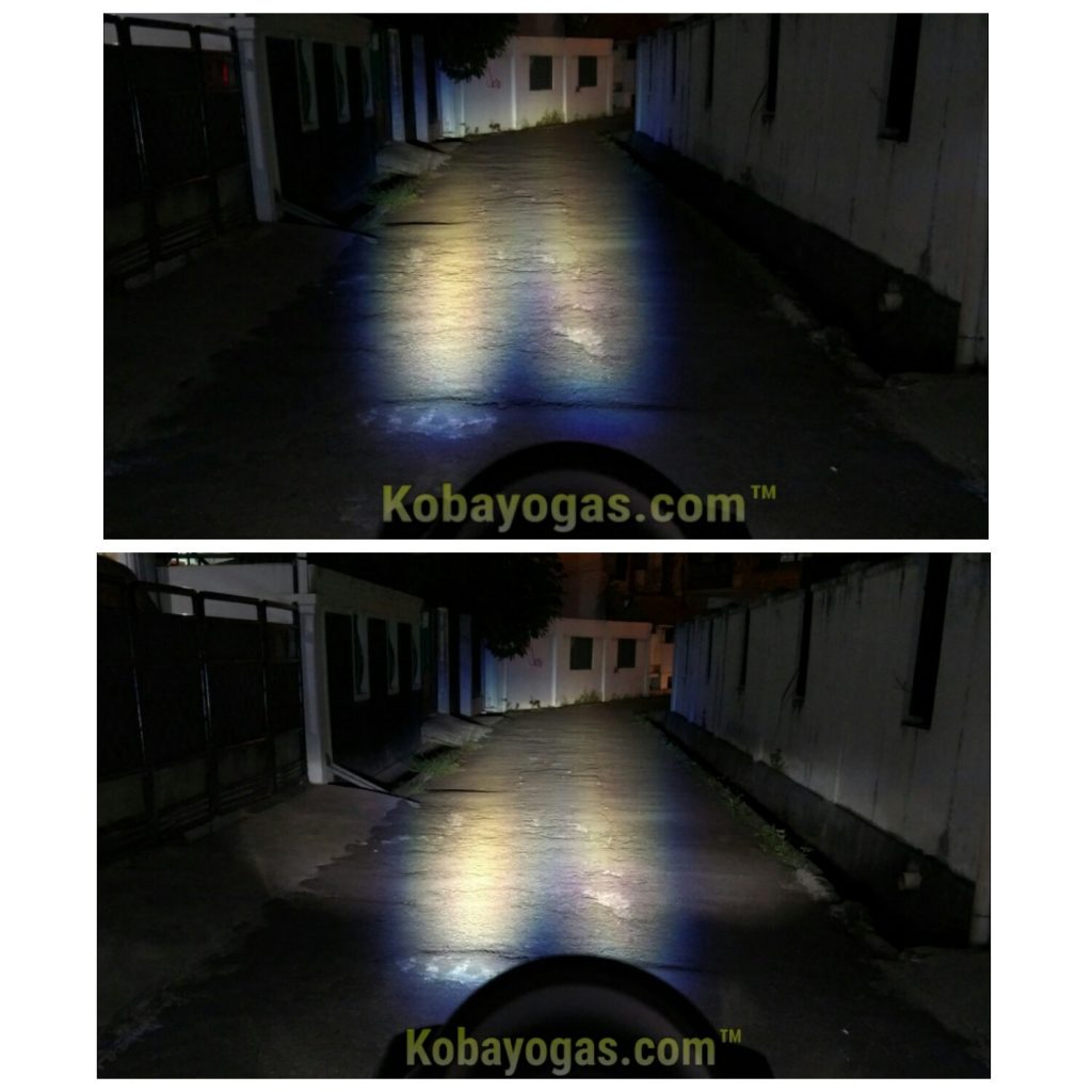 atas fog lamp thok, bawah full nyala